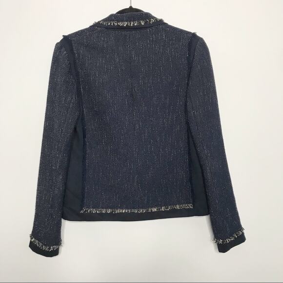 Vince Womens XSmall XS Soft Boucle Jacket Coastal Blue Fringe Textured Blazer - Picture 2 of 8